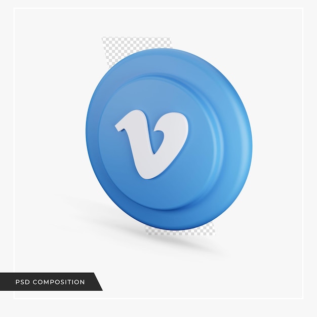 Icono de Vimeo en 3D rendering aislado