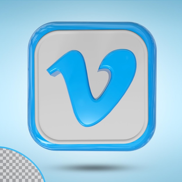 PSD icono de vimeo cuadrado de estilo 3d