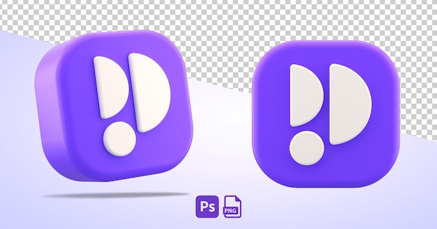 Icono violeta del logotipo aislado de Podimo en el símbolo de corte de fondo transparente en la representación 3D