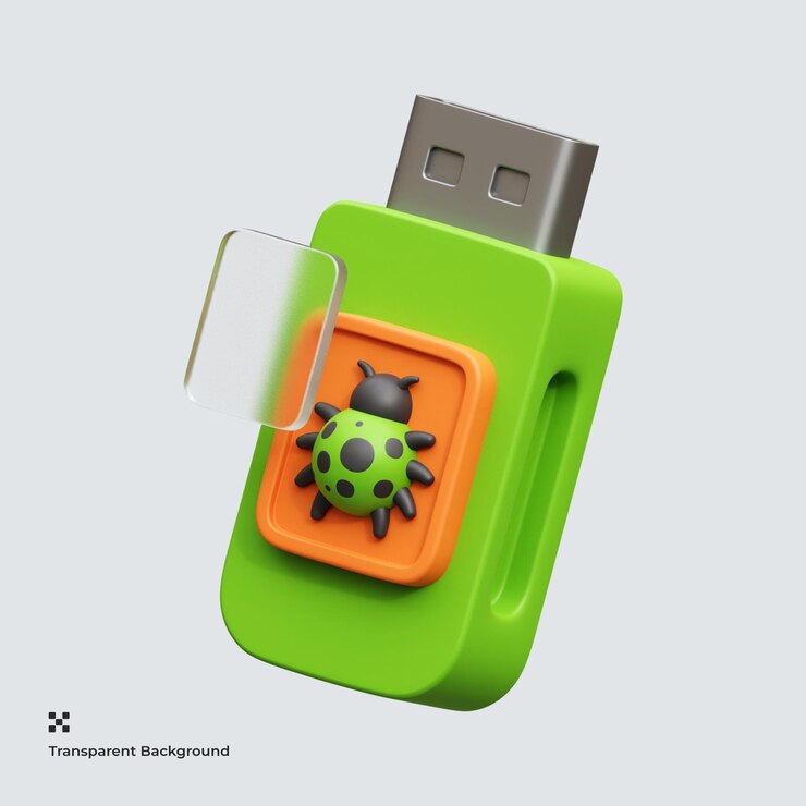 PSD icono de virus de disco flash 3d