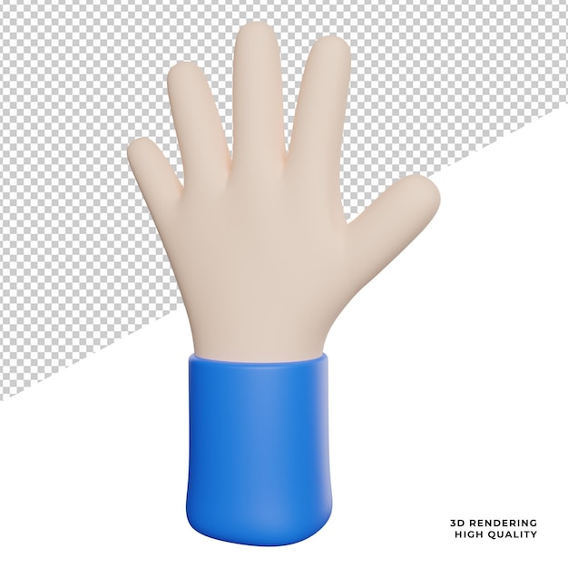 Icono de vista lateral de conteo de gestos de mano Ilustración de representación 3d sobre fondo transparente