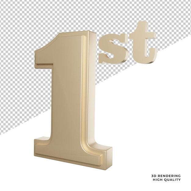 icono de vista lateral del ganador número uno ilustración de representación 3d sobre fondo transparente