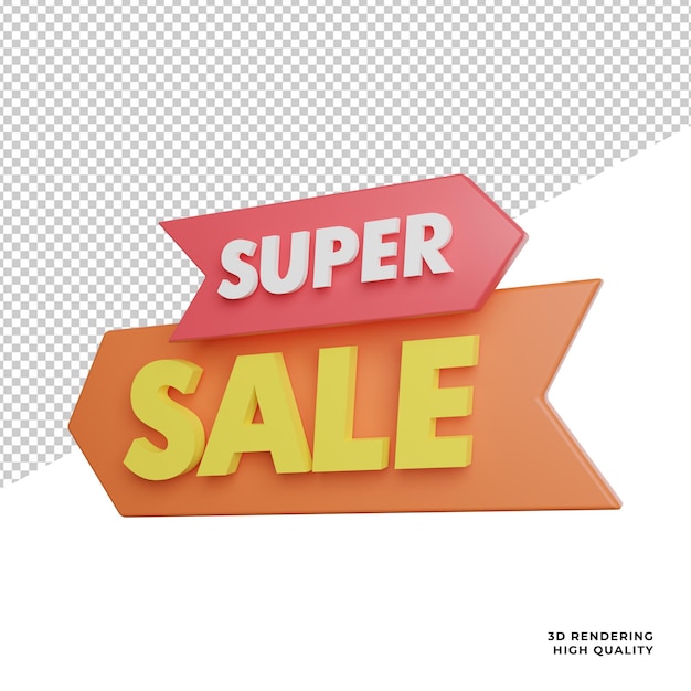 Icono de vista lateral de super sale text ilustración de renderizado 3d sobre fondo transparente