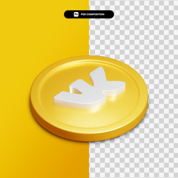 PSD icono de vk de renderizado 3d en círculo dorado aislado