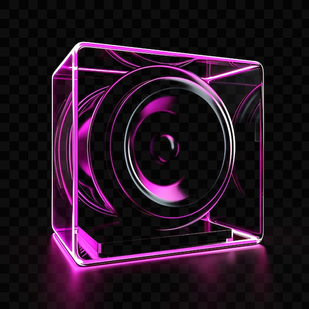Icono de volumen 3d con símbolo de altavoz hecho con vidrio ahumado vo psd y2k diseño de logotipo web de neón brillante