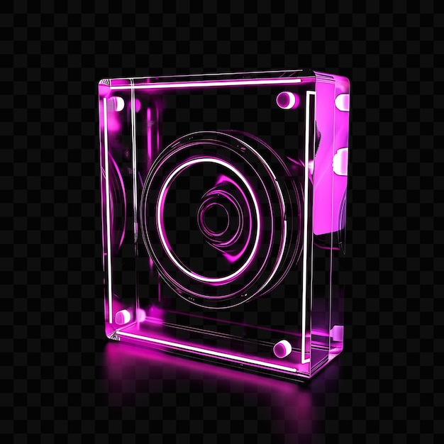 PSD icono de volumen 3d con símbolo de altavoz hecho con vidrio ahumado vo psd y2k diseño de logotipo web de neón brillante