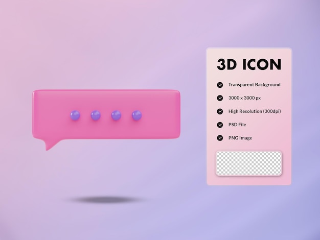 Icono de voz de burbuja 3D. ilustración de procesamiento 3d