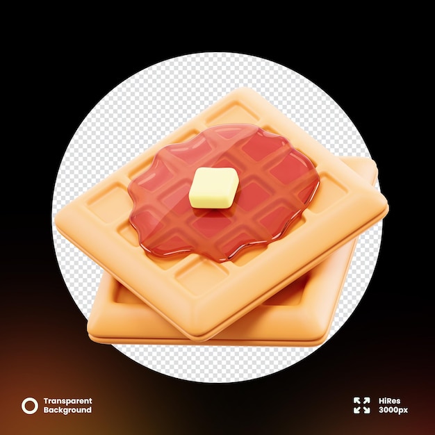 Icono de waffle 3D con jarabe