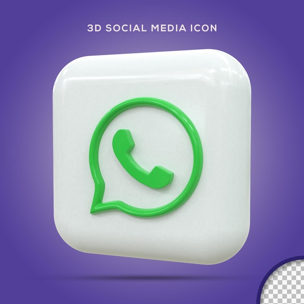 Icono de whatsapp 3d social media concepto de icono 3d brillante colorido representación 3d para composición