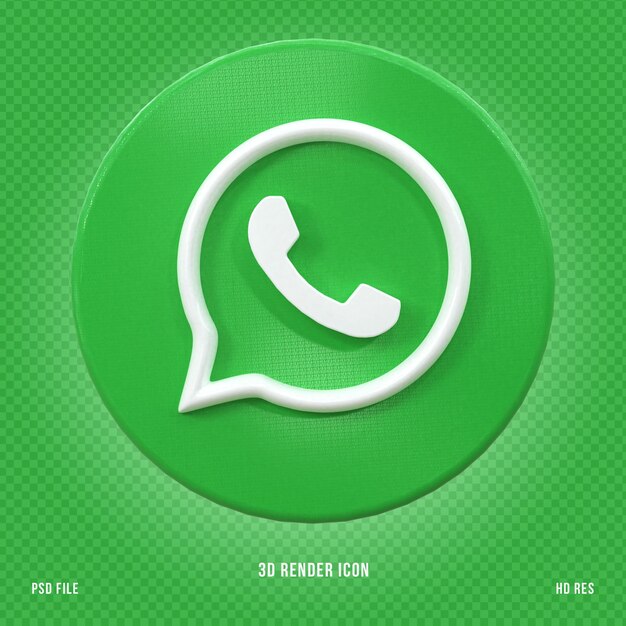 Icono de whatsapp de redes sociales 3d concepto 3d de redes sociales brillante colorido