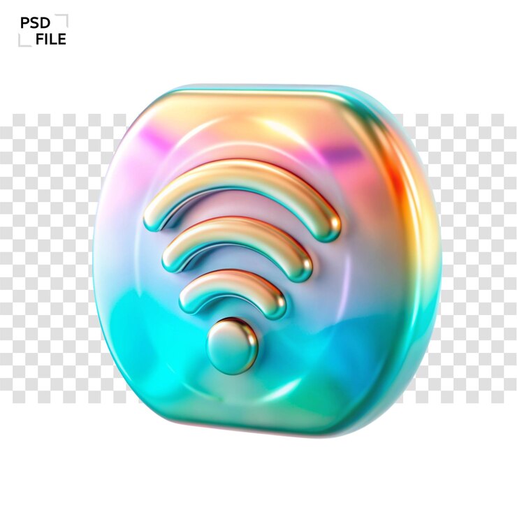 PSD un icono wifi 3d colorido con textura png líquida y de mármol