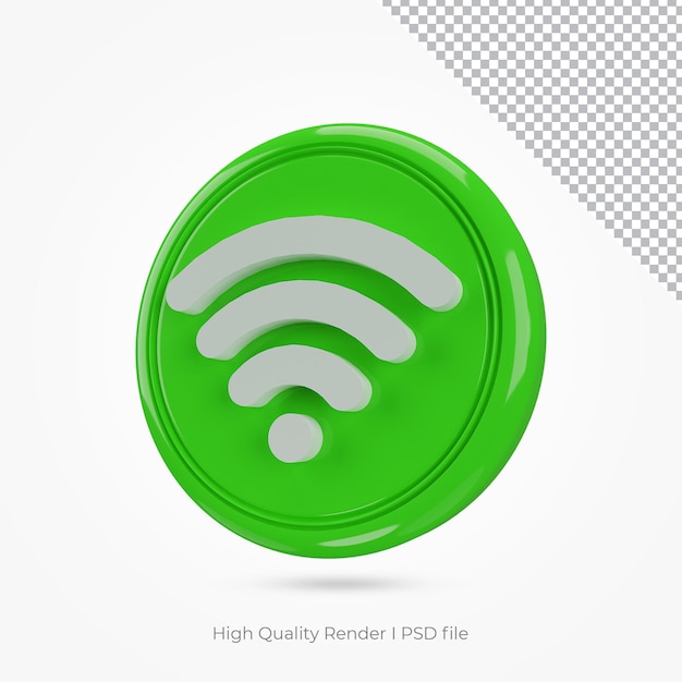 Icono wifi para composición verde renderizado 3d