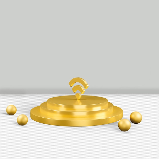 Icono de wifi oro aislado 3d render