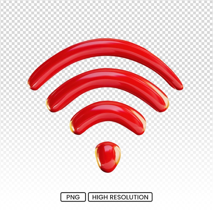 PSD icono de wifi rojo en fondo transparente