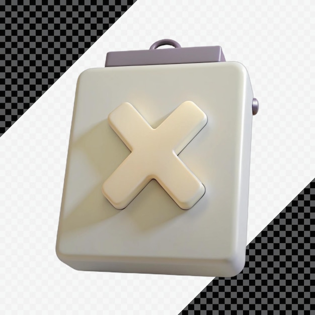Icono de X blanco renderizado en 3D en forma de cuadrado