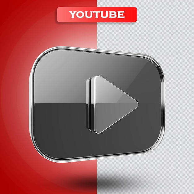 icono de youtube 3d render moderno