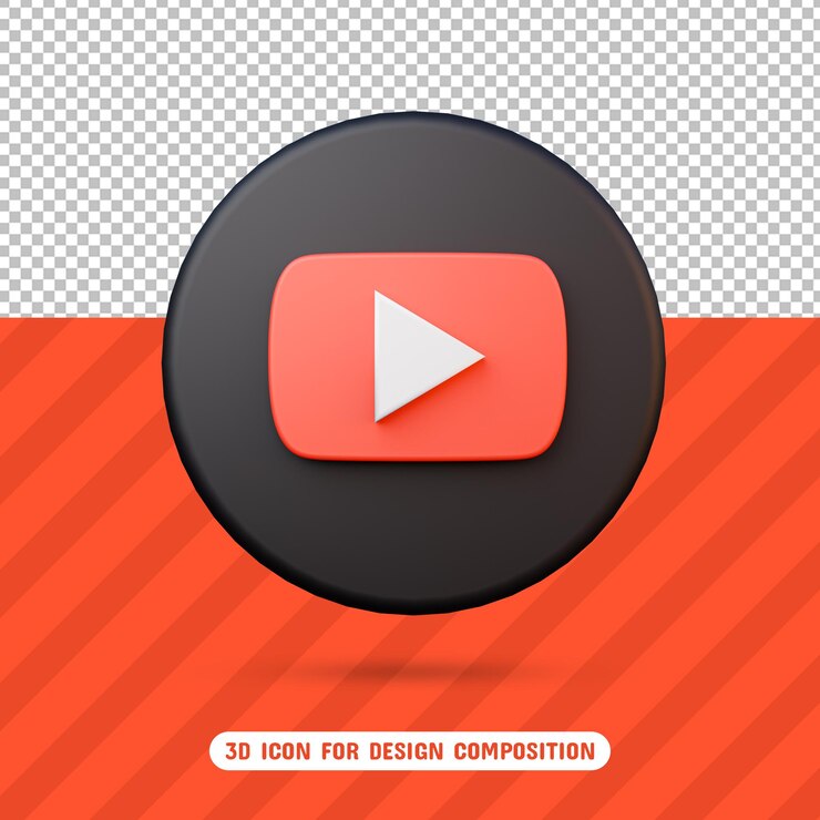 Icono de youtube 3d en renderizado 3d