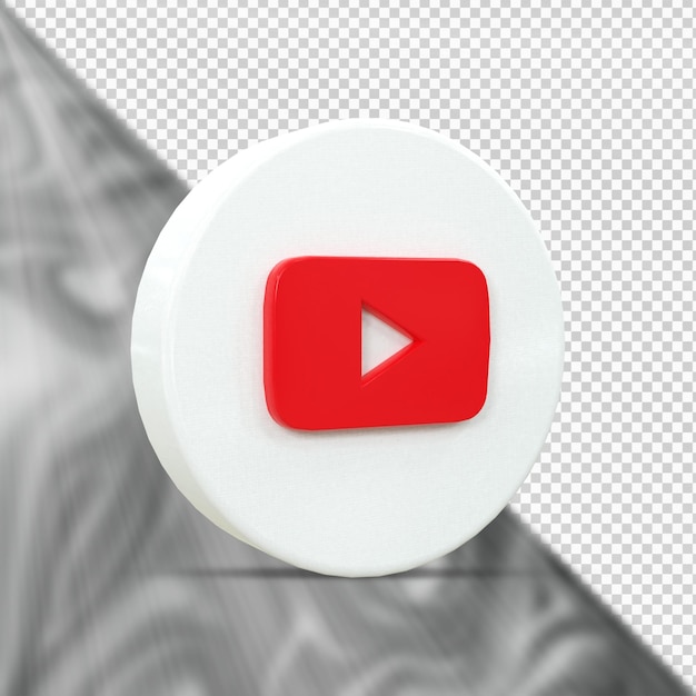 Icono de YouTube 3d Social Media Concepto de icono 3d brillante colorido Representación 3d para composición