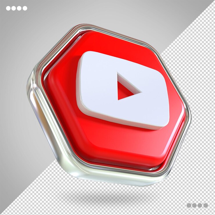 PSD icono de youtube concepto de redes sociales render 3d