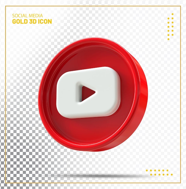 Icono de youtube moderno 3d