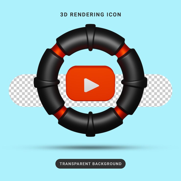PSD icono de youtube de renderizado 3d para redes sociales
