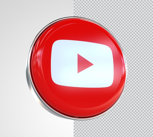 PSD icono de youtube renderizado 3d