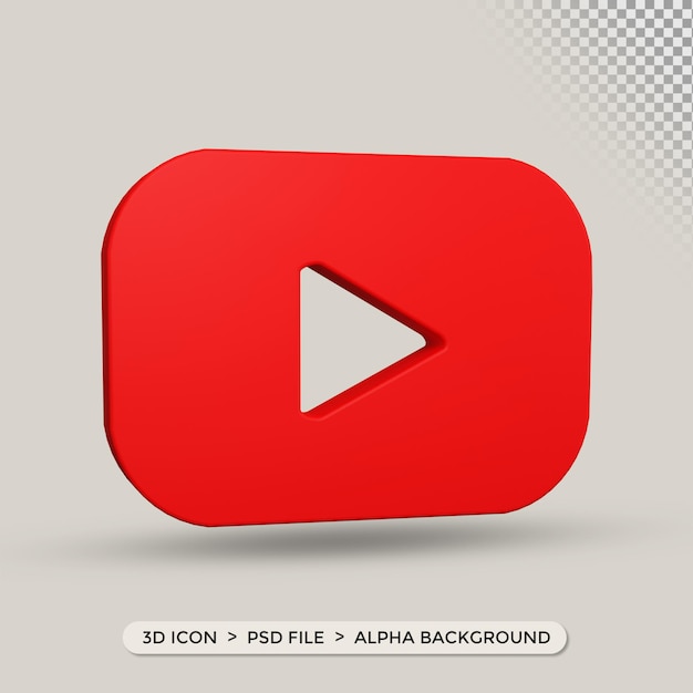 Icono de youtube en renderizado 3d