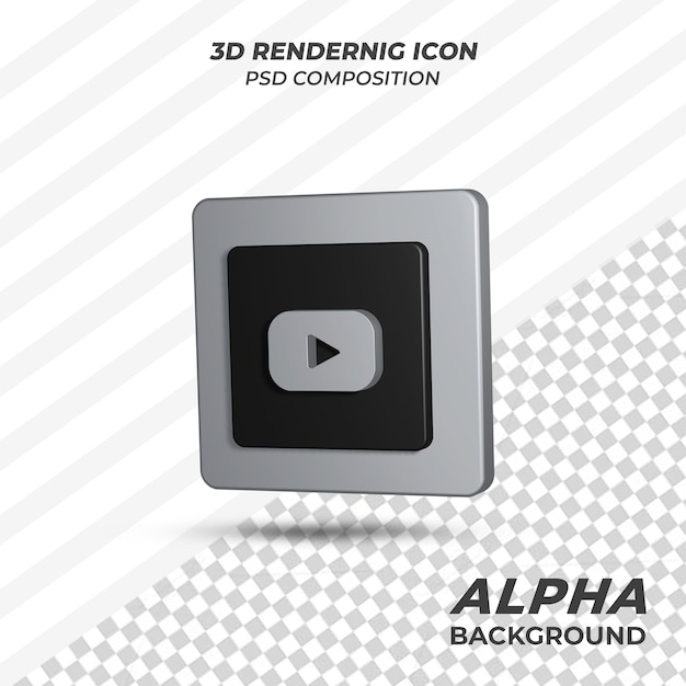 PSD icono de youtube en renderizado 3d