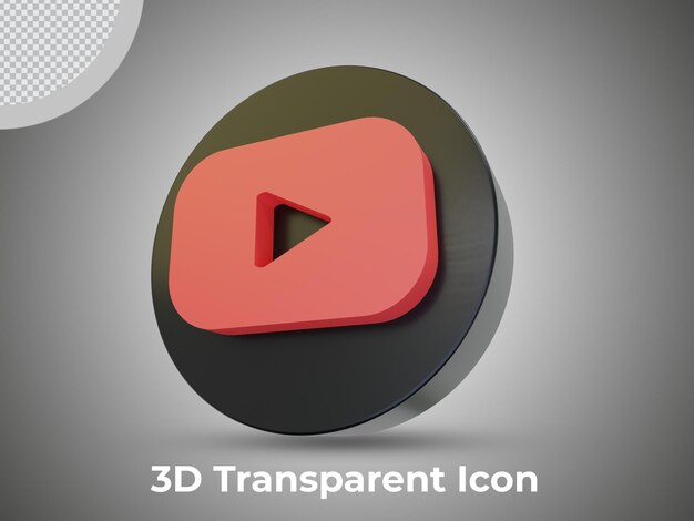 PSD icono de youtube transparente 3d de alta calidad
