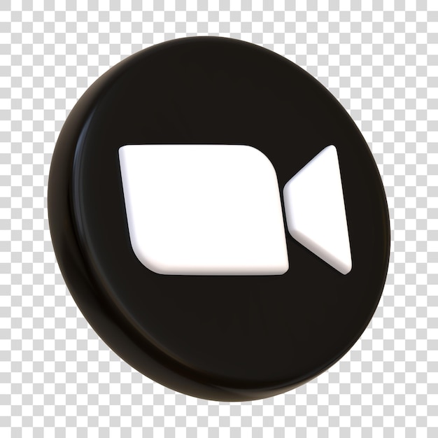 Icono de zoom aislado en fondo blanco Aplicación de redes sociales botón redondo logotipo signo y símbolo 3D Render