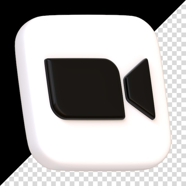 Icono de zoom aislado en fondo negro Aplicación de redes sociales botón cuadrado logotipo signo y símbolo 3D Render