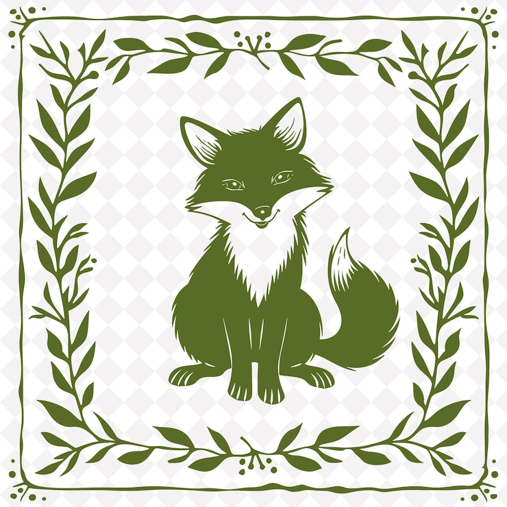 PSD icono de zorro emblema astuto con borde de bosque zorro astuto con una ilustración de mi diseño artístico vectorial de animales