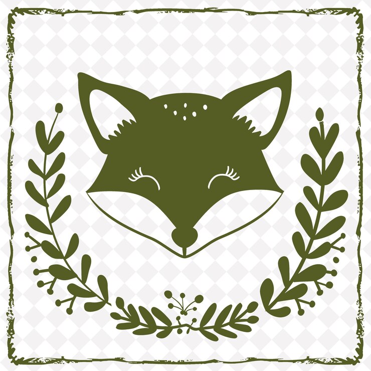 PSD icono de zorro emblema astuto con borde de bosque zorro astuto con una ilustración de mi diseño artístico vectorial de animales