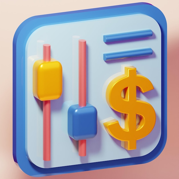 Iconos 3D de las acciones de inversión