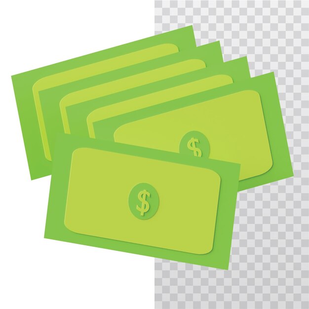 PSD iconos 3d de billetes ilustración