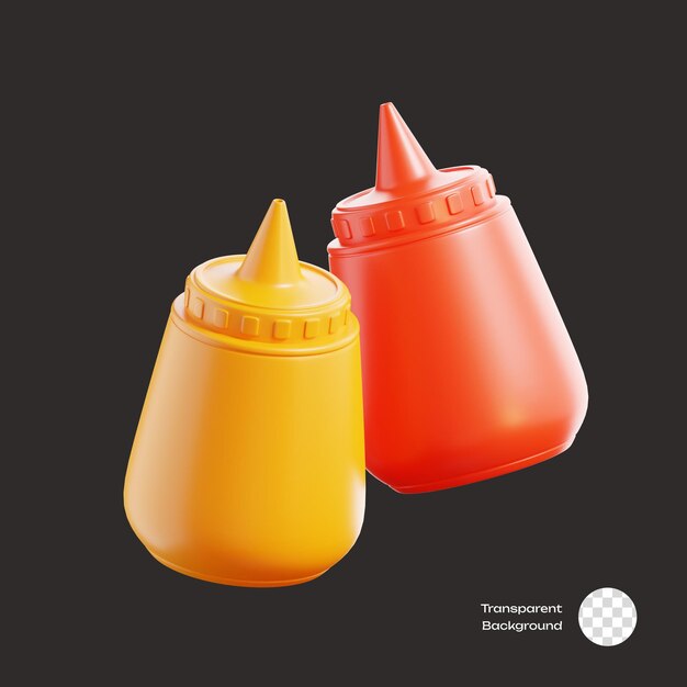 Iconos 3D de la botella de salsa