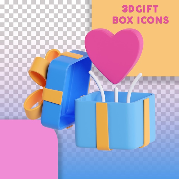 PSD iconos 3d de la caja de regalo