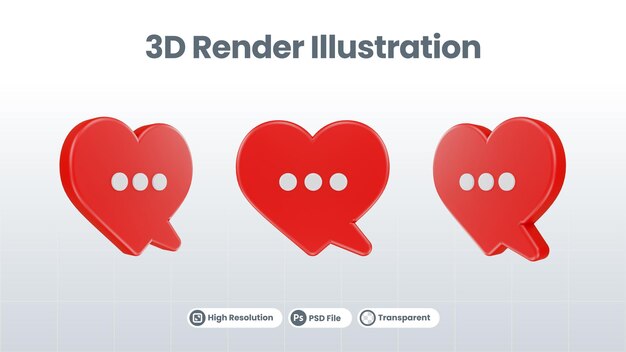 PSD iconos 3d de chat de mensajes