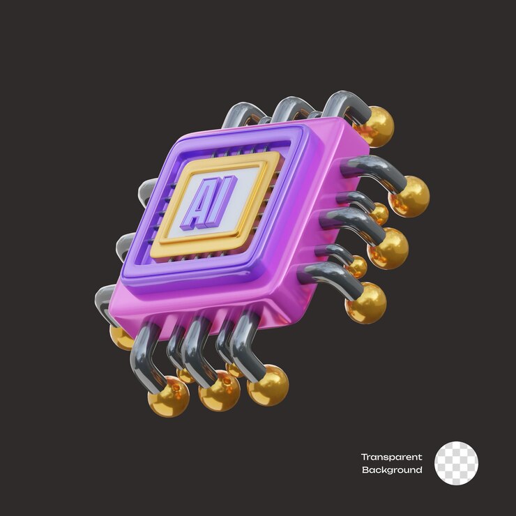 Iconos 3D del chip de IA