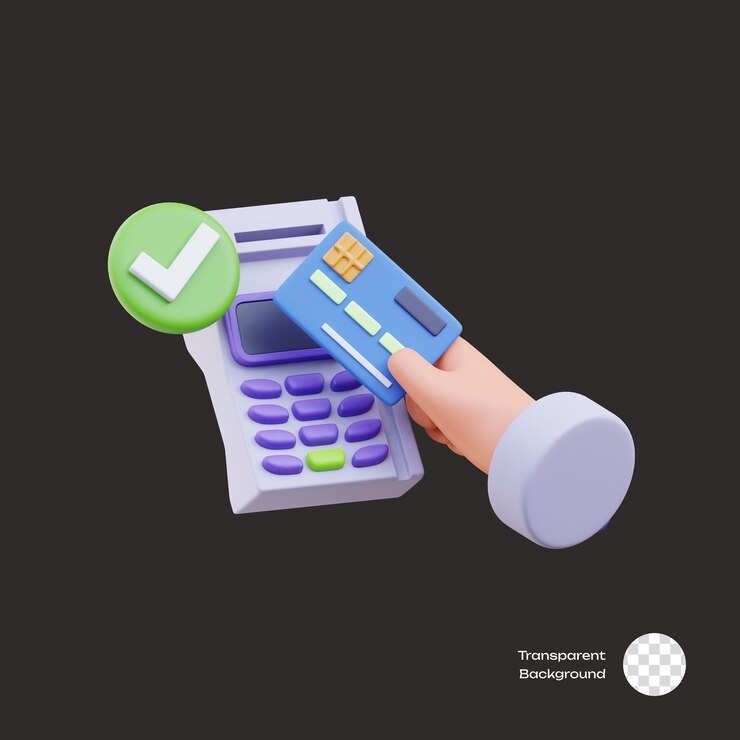 Iconos 3D del éxito del pago de la tarjeta