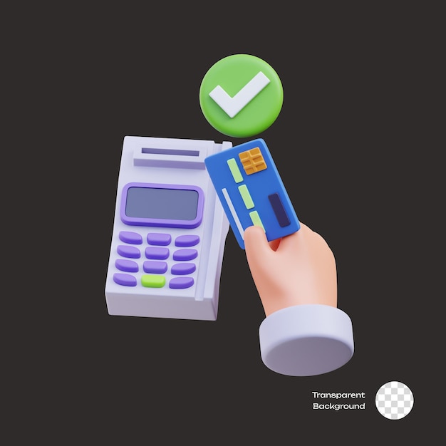 Iconos 3D del éxito del pago de la tarjeta