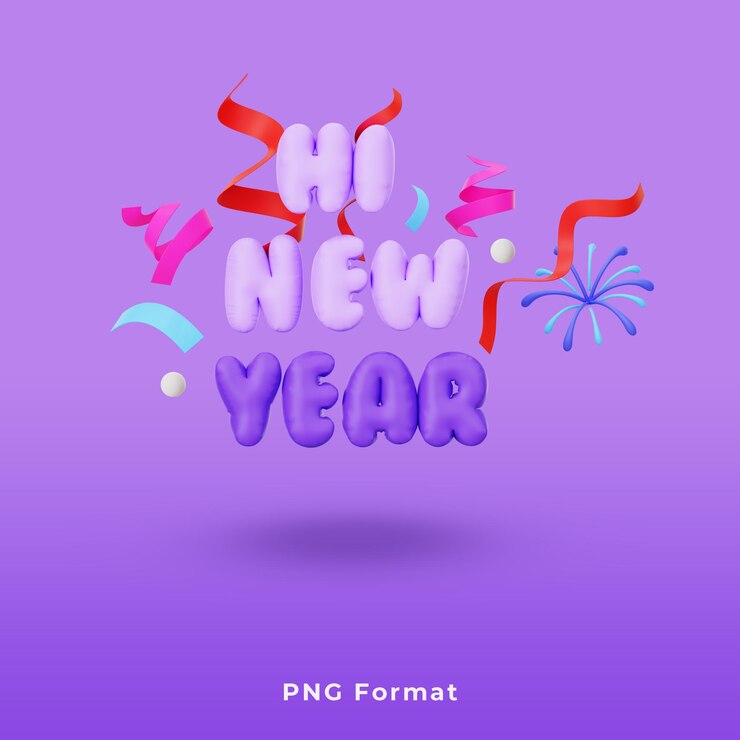 PSD iconos 3d de feliz año nuevo en formato png año nuevo 2024