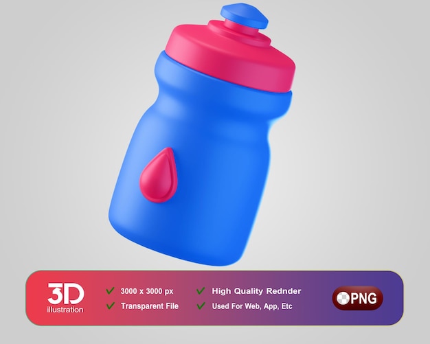 Iconos 3D de fitness y gimnasio Botella de agua