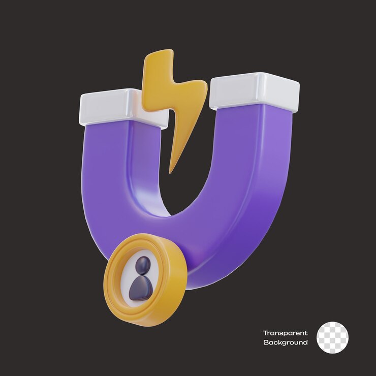 Iconos 3D de la fuerza de atracción del usuario