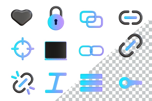 Iconos 3D Interface Interficon 3D Ilustración del diseño de los íconos