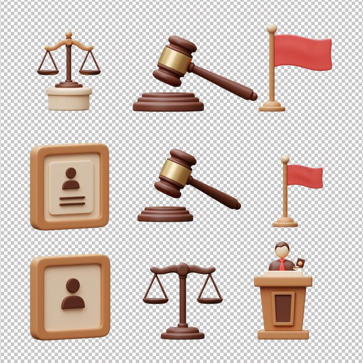 PSD iconos 3d de la ley y la justicia