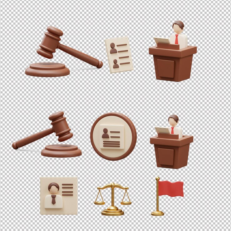 PSD iconos 3d de la ley y la justicia