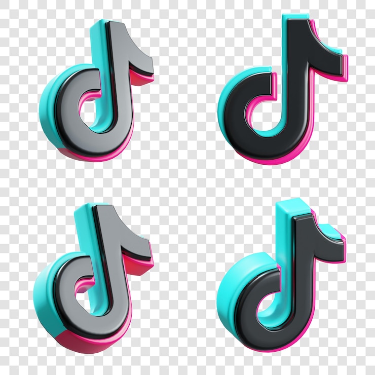 PSD iconos 3d del logotipo de tiktok