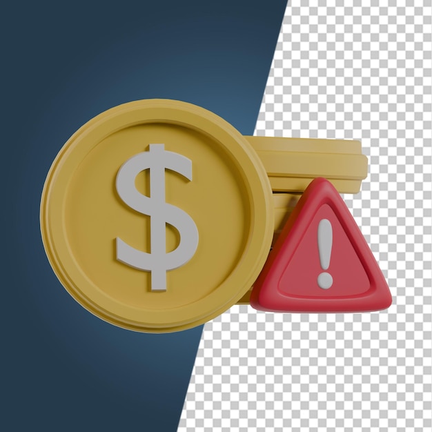 Iconos 3D renderizados de recesión económica y aranceles
