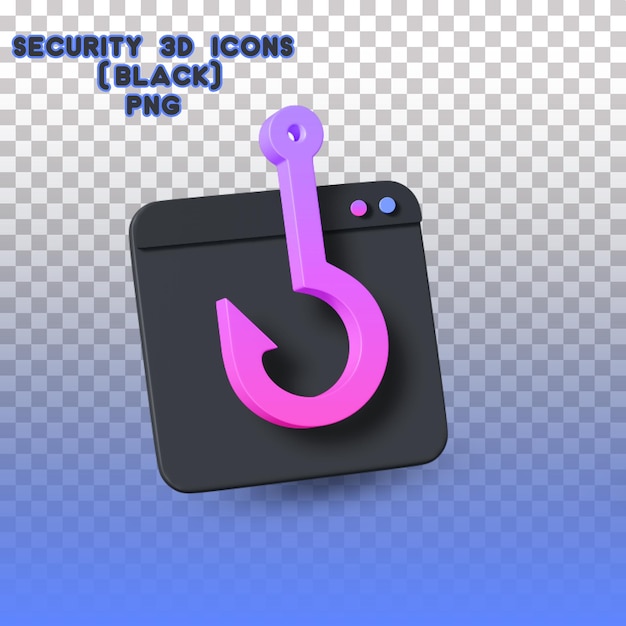 Iconos 3d de seguridad ataque de phishing-1 (negro)